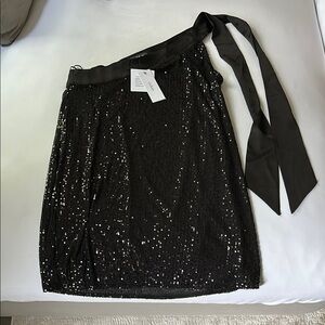 NWT - Aakaa Black Sequin One Shoulder Dress
